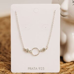 Tornozeleira de Prata 925 Círculo com Zircônias