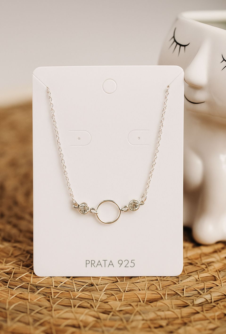 Tornozeleira de Prata 925 Círculo com Zircônias