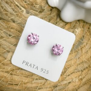Brinco de Prata 925 Zircônia Redonda