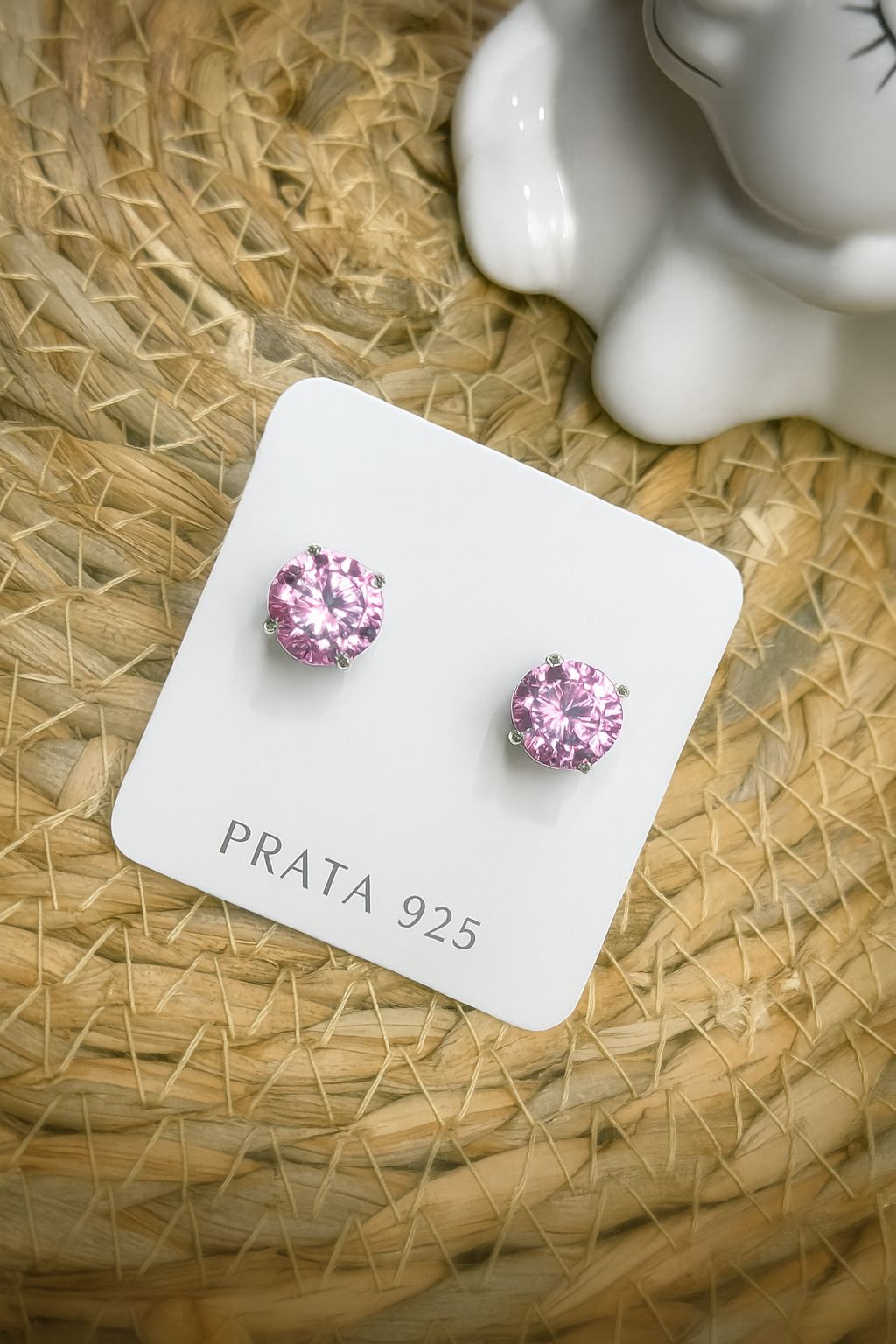 Brinco de Prata 925 Zircônia Redonda