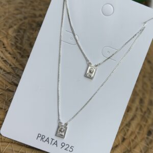 Escapulário de Prata 925 Nossa Senhora do Carmo e Sagrado Coração de Jesus II