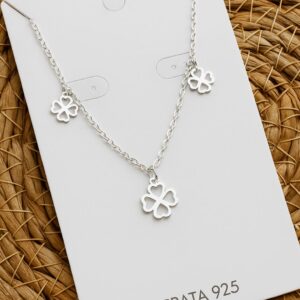 Pulseira Prata 925 com Trevos Pendurados