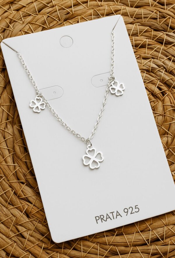 Pulseira Prata 925 com Trevos Pendurados