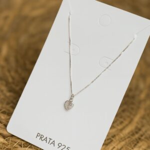 Colar de Prata 925 Ponto de Luz Coração