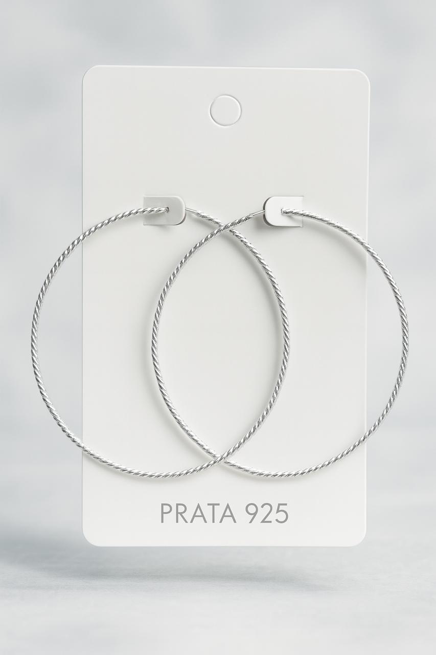 Argola de Prata 925 Redonda Torcida Grande