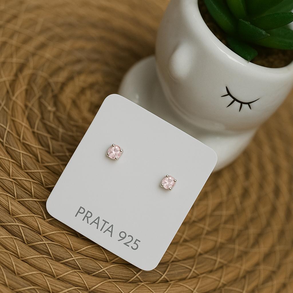 Brinco de Prata 925 Ponto de Luz Cores