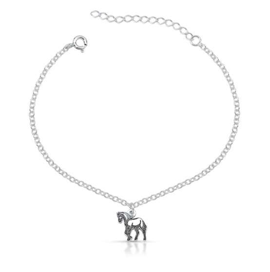 Pulseira Cavalo Laser de Prata