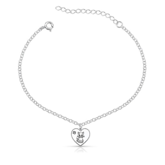 Pulseira Coração com Gato Laser