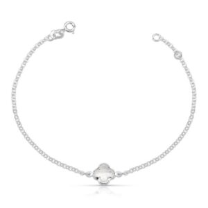 Pulseira Ponto de Luz Trevo 5mm Central Cristal de Prata