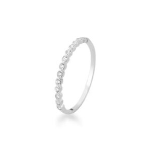 Anel Aparador Cravejado de Prata 2mm