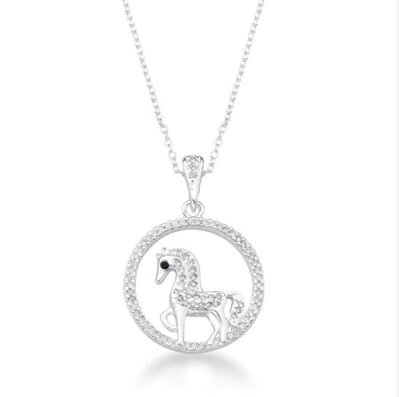 Gargantilha Cavalo Cercado Cravejado de Prata