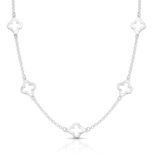 Choker 5 Trevo Liso Vazado de Prata