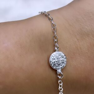 Pulseira de Prata 925 Pingente São Bento