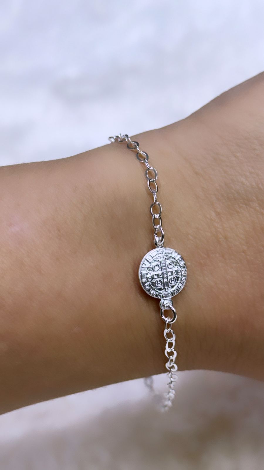 Pulseira de Prata 925 Pingente São Bento