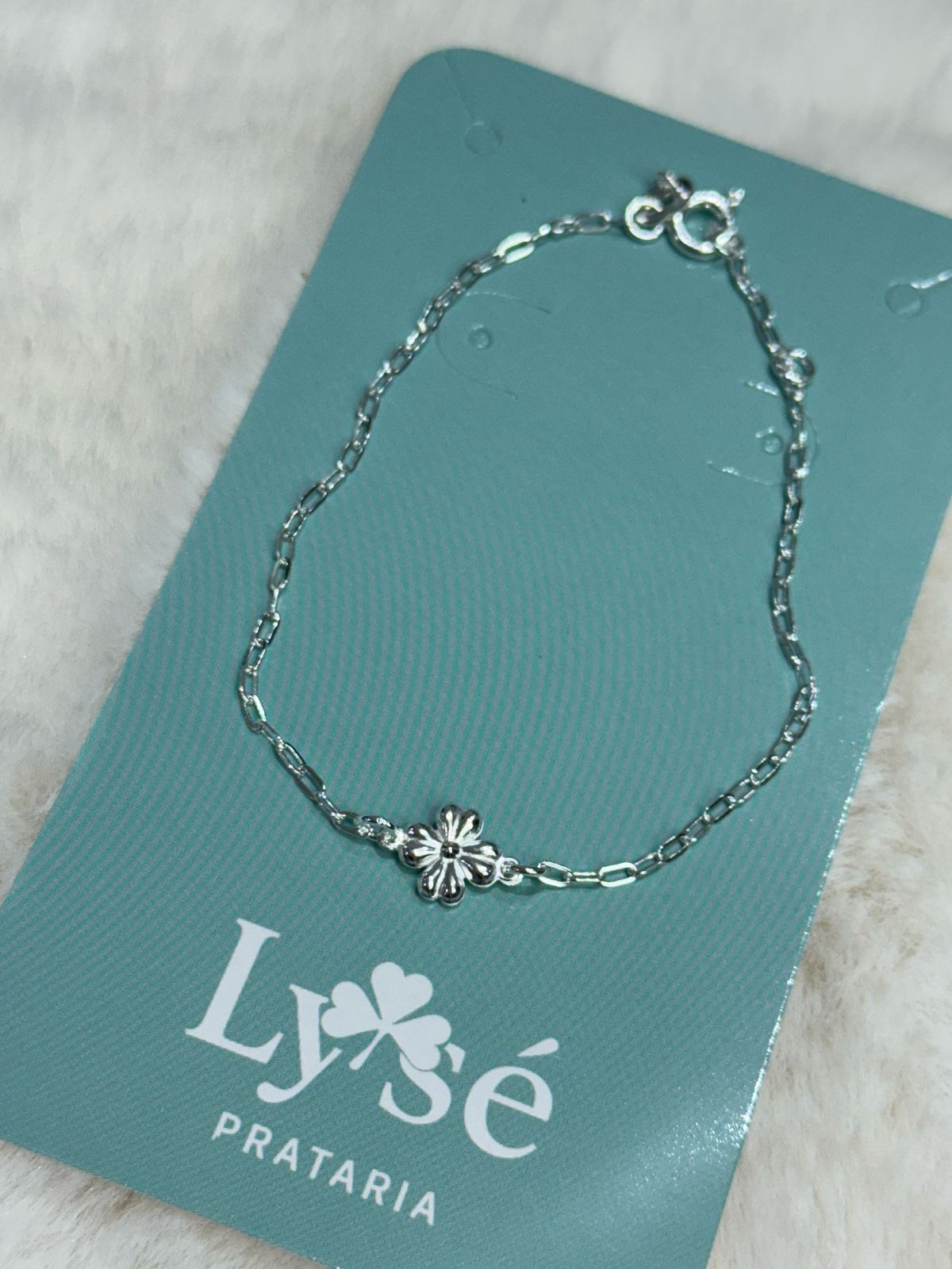 Pulseira De Prata 925 Pingente Flor