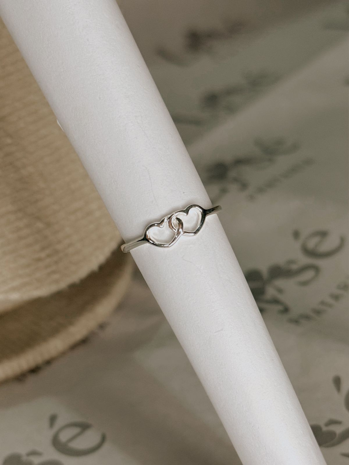 Anel de Prata 925 Coração Entrelaçado