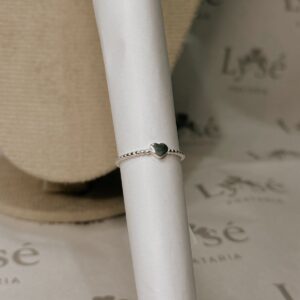 Anel de Prata 925 Coração e Pontilhados