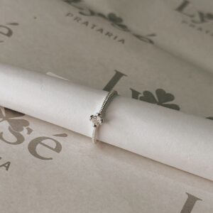 Anel de Prata 925 Solitário Detalhado