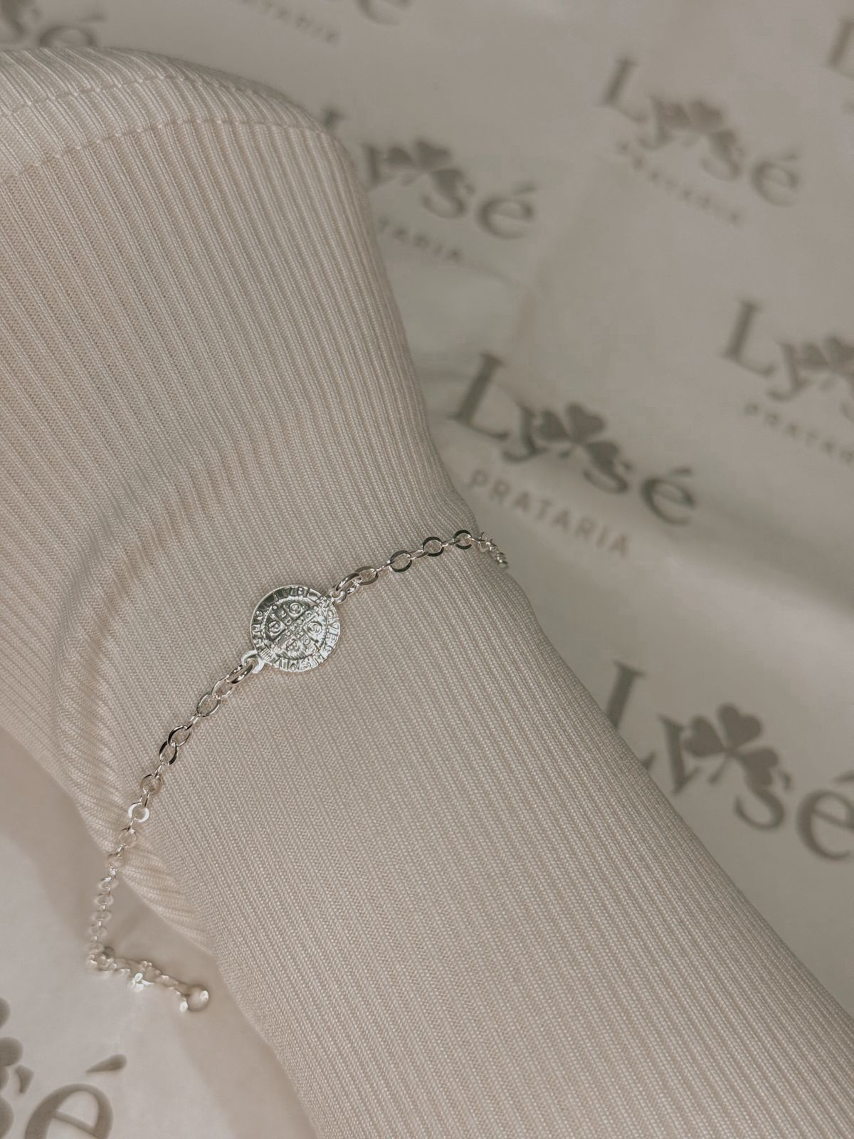 Pulseira de Prata 925 Pingente São Bento