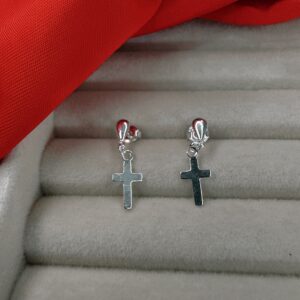 BRINCO GOTA INVERTIDO COM CRUZ LISO DE PRATA
